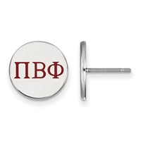 Sterling Silver Rhodium-plated LogoArt Pi Beta Phi Sorority Greek Letters Color Enamel Post Earrings view 1