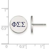 Sterling Silver Rhodium-plated LogoArt Phi Sigma Sigma Sorority Greek Letters Color Enamel Post Earrings view 2