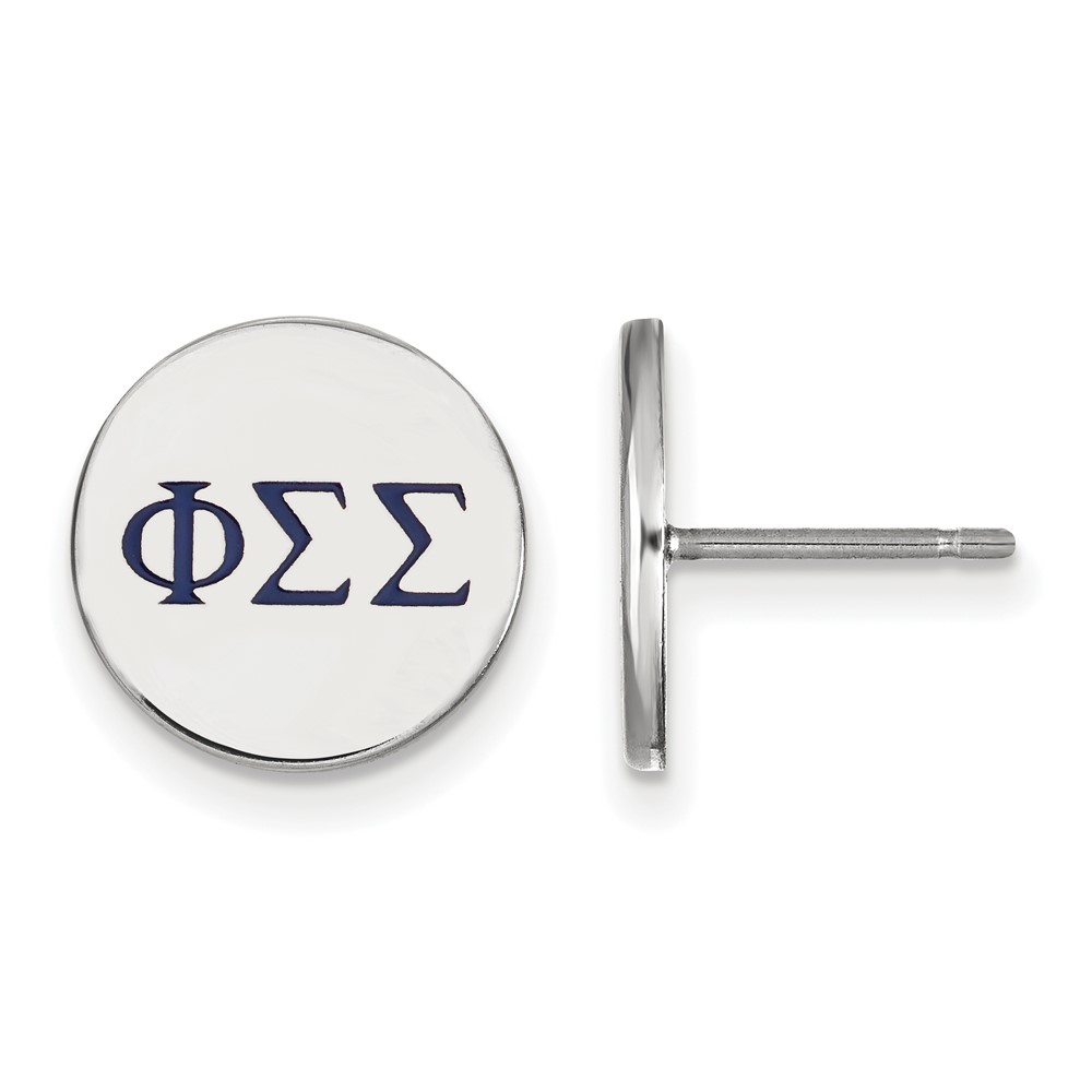 Sterling Silver Rhodium-plated LogoArt Phi Sigma Sigma Sorority Greek Letters Color Enamel Post Earrings