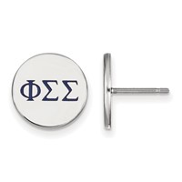 Sterling Silver Rhodium-plated LogoArt Phi Sigma Sigma Sorority Greek Letters Color Enamel Post Earrings view 1