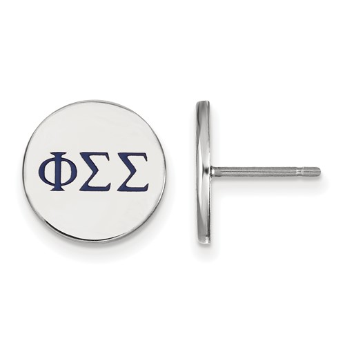 Sterling Silver Rhodium-plated LogoArt Phi Sigma Sigma Sorority Greek Letters Color Enamel Post Earrings