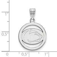 Sterling Silver Rhodium-plated LogoArt Penn State University Lion Medium Circle Pendant view 2
