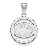 Sterling Silver Rhodium-plated LogoArt Penn State University Lion Medium Circle Pendant view 1