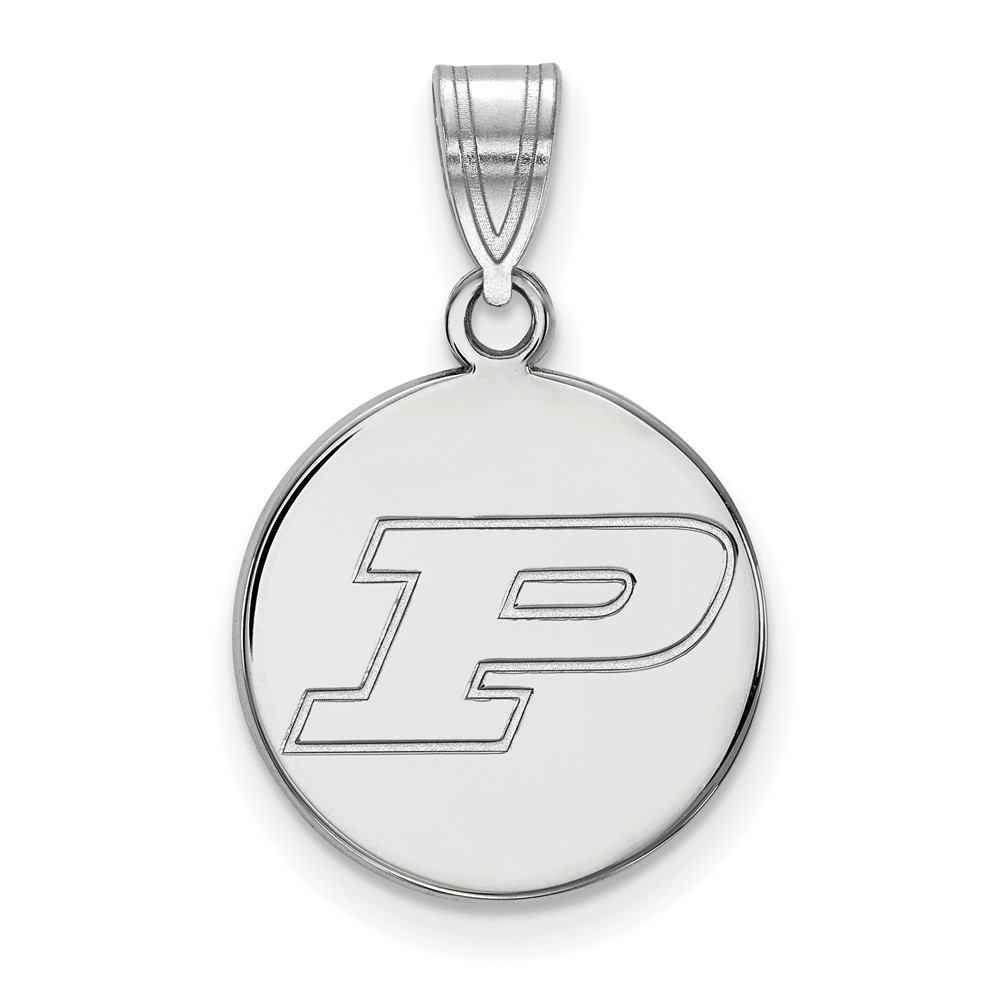 Sterling Silver Rhodium-plated LogoArt Purdue University Letter P Medium Disc Pendant