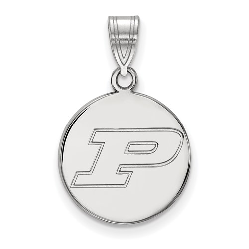 Sterling Silver Rhodium-plated LogoArt Purdue University Letter P Medium Disc Pendant