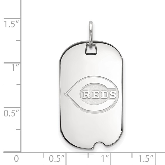 Sterling Silver Rhodium Plated Major League Baseball LogoArt Cincinnati Reds Small Dog Tag