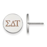 Sterling Silver Rhodium-plated LogoArt Sigma Delta Tau Sorority Greek Letters Color Enamel Post Earrings view 1