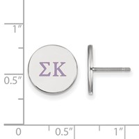 Sterling Silver Rhodium-plated LogoArt Sigma Kappa Sorority Greek Letters Color Enamel Post Earrings view 2