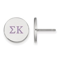 Sterling Silver Rhodium-plated LogoArt Sigma Kappa Sorority Greek Letters Color Enamel Post Earrings view 1