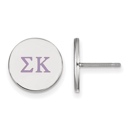Sterling Silver Rhodium-plated LogoArt Sigma Kappa Sorority Greek Letters Color Enamel Post Earrings