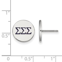 Sterling Silver Rhodium-plated LogoArt Sigma Sigma Sigma Sorority Greek Letters Color Enamel Post Earrings view 2