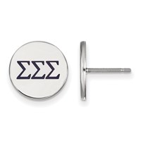 Sterling Silver Rhodium-plated LogoArt Sigma Sigma Sigma Sorority Greek Letters Color Enamel Post Earrings view 1
