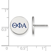 Sterling Silver Rhodium-plated LogoArt Theta Phi Alpha Sorority Greek Letters Color Enamel Post Earrings view 2