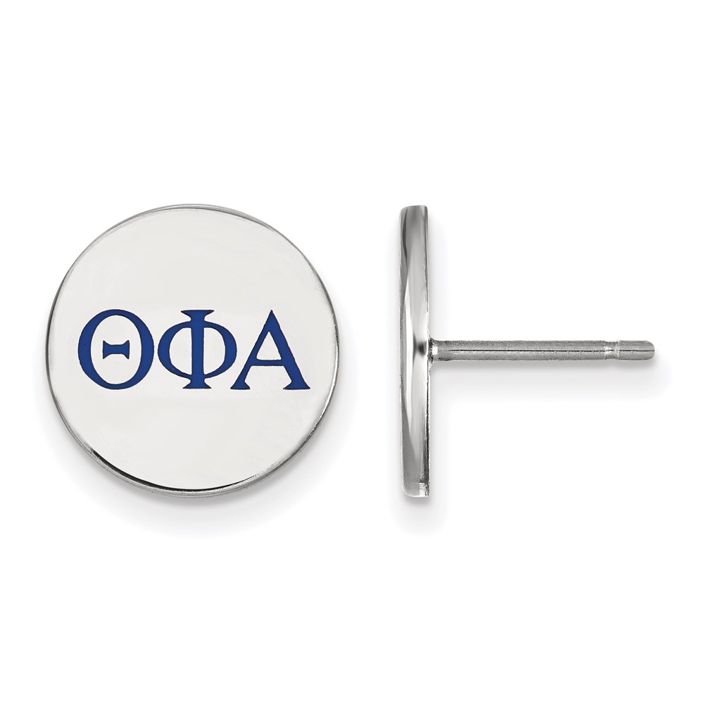 Sterling Silver Rhodium-plated LogoArt Theta Phi Alpha Sorority Greek Letters Color Enamel Post Earrings