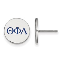 Sterling Silver Rhodium-plated LogoArt Theta Phi Alpha Sorority Greek Letters Color Enamel Post Earrings view 1