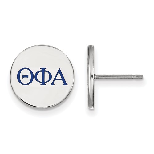 Sterling Silver Rhodium-plated LogoArt Theta Phi Alpha Sorority Greek Letters Color Enamel Post Earrings