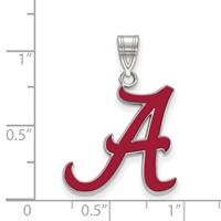 Sterling Silver Rhodium-plated LogoArt University of Alabama Letter a Large Enameled Pendant view 2