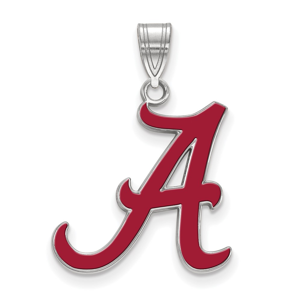 Sterling Silver Rhodium-plated LogoArt University of Alabama Letter a Large Enameled Pendant
