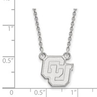 Sterling Silver Rhodium-plated LogoArt University of Colorado C-u Small Pendant Necklace, 18" view 2