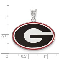 Sterling Silver Rhodium-plated LogoArt University of Georgia Letter G Large Enameled Pendant view 2