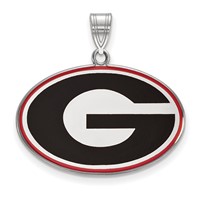 Sterling Silver Rhodium-plated LogoArt University of Georgia Letter G Large Enameled Pendant view 1