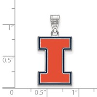Sterling Silver Rhodium-plated LogoArt University of Illinois Letter I Large Enameled Pendant view 2