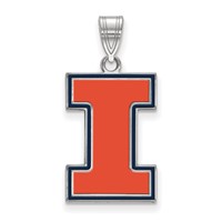 Sterling Silver Rhodium-plated LogoArt University of Illinois Letter I Large Enameled Pendant view 1
