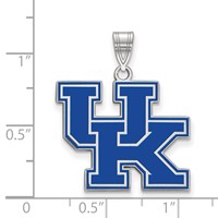 Sterling Silver Rhodium-plated LogoArt University of Kentucky U-k Large Enameled Pendant view 2