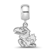 Sterling Silver Rhodium-plated LogoArt University of Kansas Jayhawk Small Dangle Bead Charm view 3