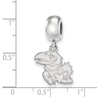 Sterling Silver Rhodium-plated LogoArt University of Kansas Jayhawk Small Dangle Bead Charm view 5
