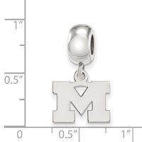 Sterling Silver Rhodium-plated LogoArt University of Michigan Letter M Extra Small Dangle Bead Charm view 4