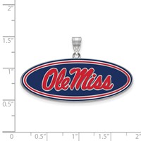 Sterling Silver Rhodium-plated LogoArt University of Mississippi Ole Miss Large Oval Enameled Pendant view 2
