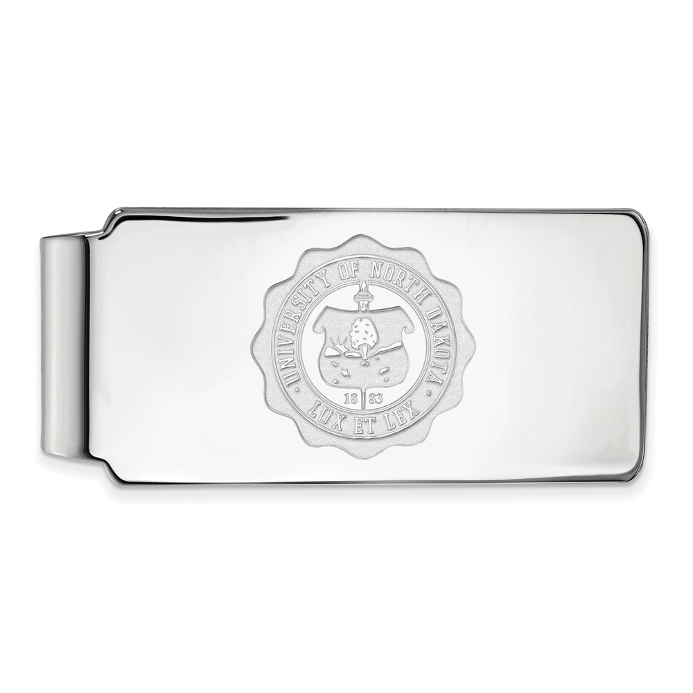 Sterling Silver Rhodium-plated LogoArt University of North Dakota Crest Money Clip