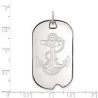 Sterling Silver Rhodium-plated LogoArt US Naval Academy Anchor Large Dog Tag Pendant view 2