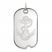Sterling Silver Rhodium-plated LogoArt US Naval Academy Anchor Large Dog Tag Pendant view 1