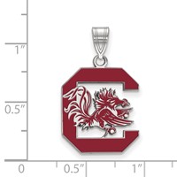 Sterling Silver Rhodium-plated LogoArt University of South Carolina Large Enameled Pendant view 2