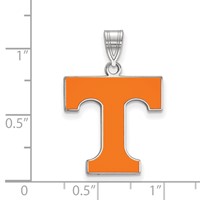 Sterling Silver Rhodium-plated LogoArt University of Tennessee Letter T Large Enameled Pendant view 2