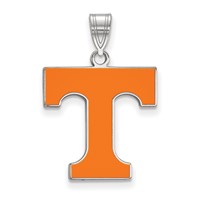 Sterling Silver Rhodium-plated LogoArt University of Tennessee Letter T Large Enameled Pendant view 1
