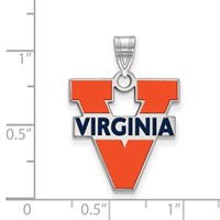 Sterling Silver Rhodium-plated LogoArt University of Virginia Large Enameled Pendant view 2