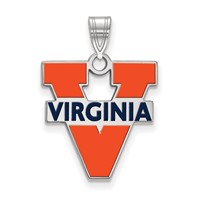 Sterling Silver Rhodium-plated LogoArt University of Virginia Large Enameled Pendant view 1