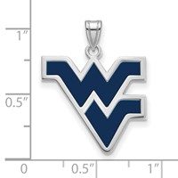 Sterling Silver Rhodium-plated LogoArt West Virginia University W-v Large Enameled Pendant view 2