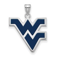 Sterling Silver Rhodium-plated LogoArt West Virginia University W-v Large Enameled Pendant view 1