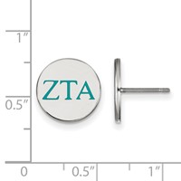 Sterling Silver Rhodium-plated LogoArt Zeta Tau Alpha Sorority Greek Letters Color Enamel Post Earrings view 2