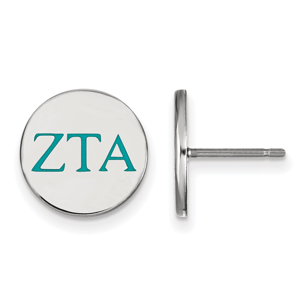 Sterling Silver Rhodium-plated LogoArt Zeta Tau Alpha Sorority Greek Letters Color Enamel Post Earrings