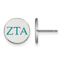 Sterling Silver Rhodium-plated LogoArt Zeta Tau Alpha Sorority Greek Letters Color Enamel Post Earrings view 1