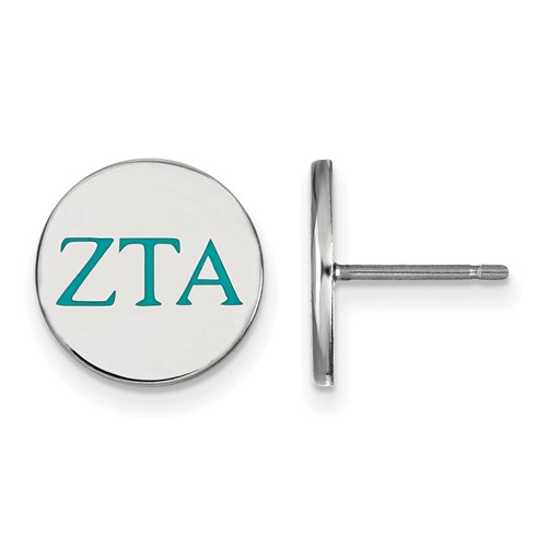 Sterling Silver Rhodium-plated LogoArt Zeta Tau Alpha Sorority Greek Letters Color Enamel Post Earrings