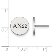 Sterling Silver Rhodium-plated LogoArt Alpha Chi Omega Sorority Greek Letters Black Enamel Post Earrings view 2
