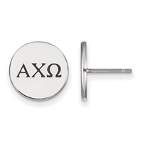 Sterling Silver Rhodium-plated LogoArt Alpha Chi Omega Sorority Greek Letters Black Enamel Post Earrings view 1