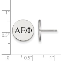 Sterling Silver Rhodium-plated LogoArt Alpha Epsilon Phi Sorority Greek Letters Black Enamel Post Earrings view 2