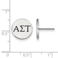 Sterling Silver Rhodium-plated LogoArt Alpha Sigma Tau Sorority Greek Letters Black Enamel Post Earrings view 2